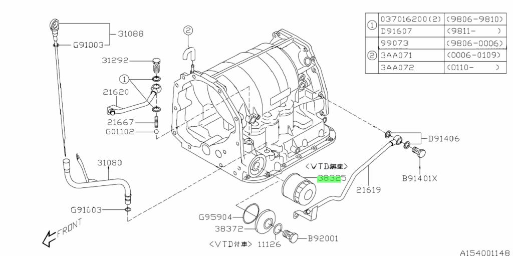 Originele/OEM Subaru ATF Filter